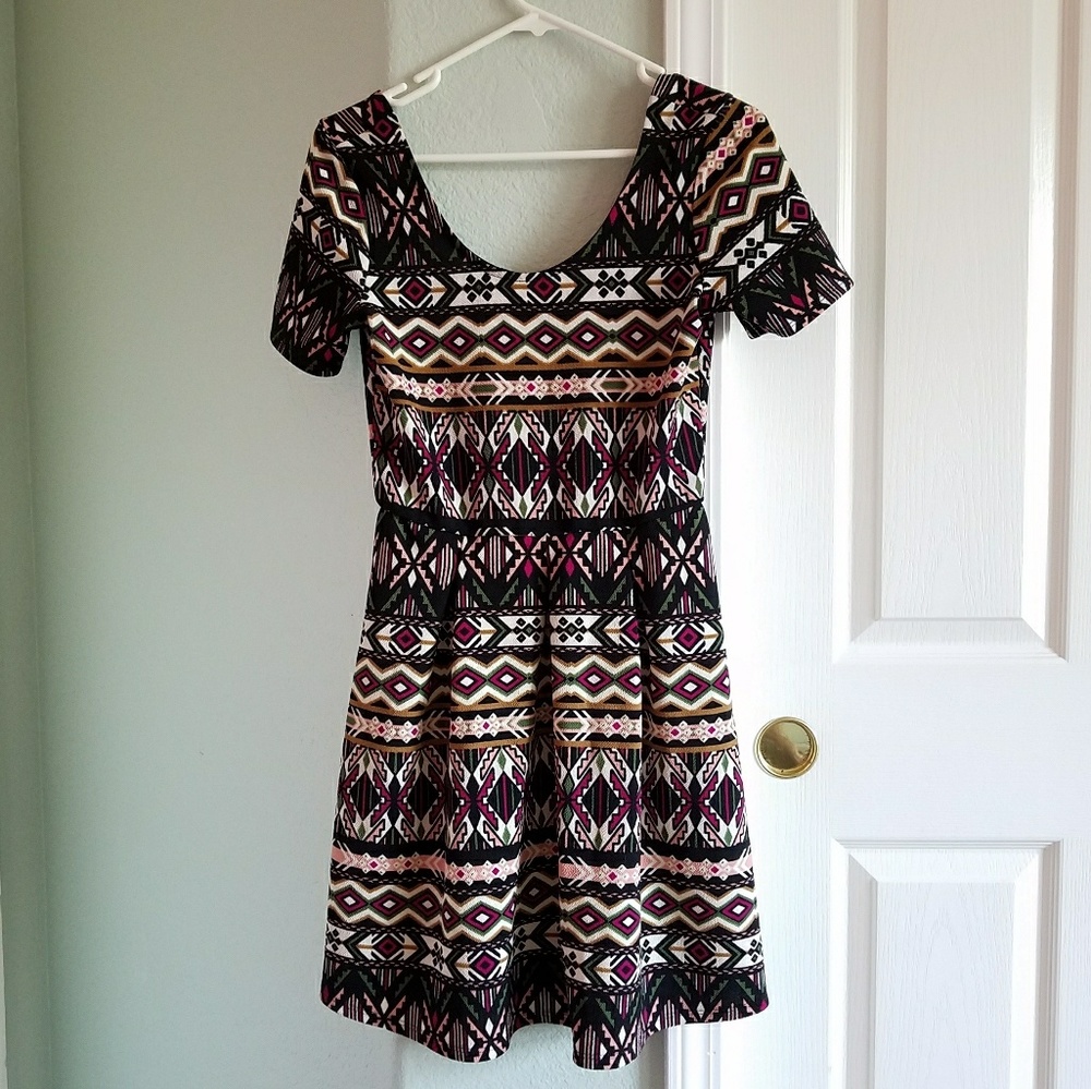Tribal Print Fit and Flare Dress